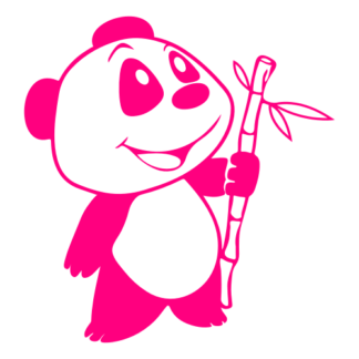 Happy Panda Holding Bamboo Decal (Hot Pink)